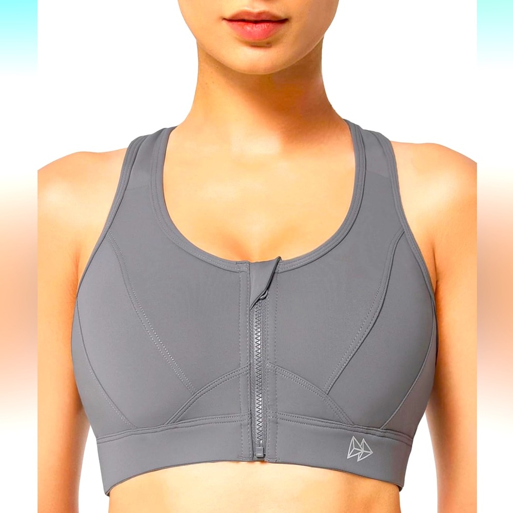 NWT Zip Sports Bra high Impact Sports Bras for Women Plus Size Workout Fitness